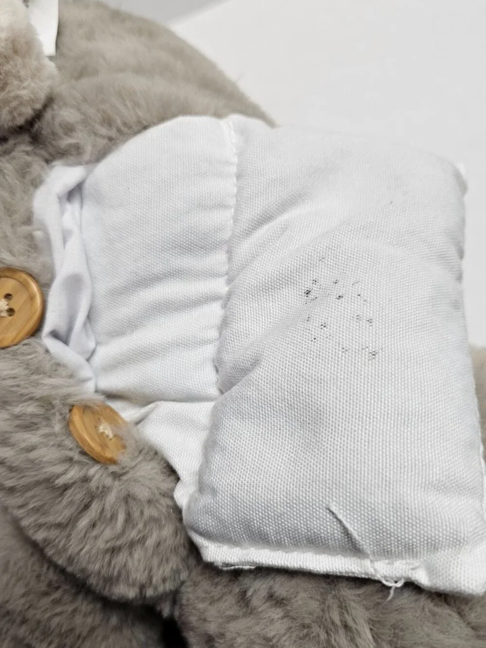 Rabbit Bunny Weighted Button Closure Plush Soft Gray Cream Animal KM 2330